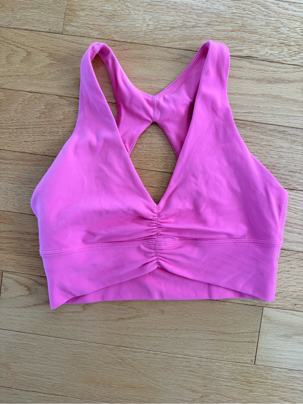 TNA Hot Pink Ruched Front Racerback Sports Bra